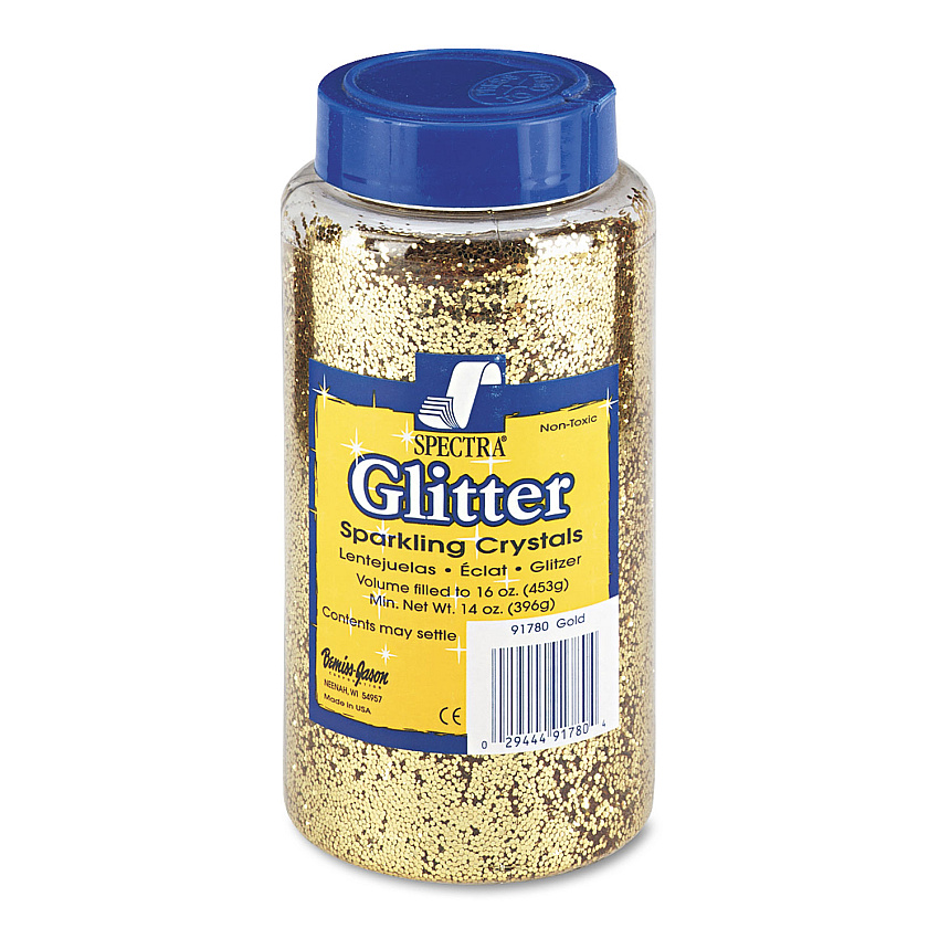 Pacon Spectra Glitter, 0.04 Hexagon Crystals, Gold, 16 oz Shaker-Top Jar (91780)