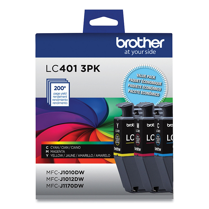Brother LC4013PK Cyan/Magenta/Yellow Ink Cartridges, 3/Pack