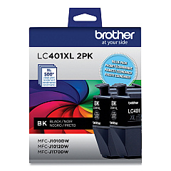 Brother LC401XL2PK Black High Yield Ink Cartridge, 2/Pack