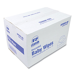 AmerCareRoyal Baby Wipes Tub, White, 80/Tub, 12/Carton (RPBWU80)