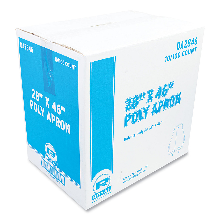 AmerCareRoyal Poly Apron, 28 x 46,  One Size Fits All, White, 100/Pack, 10 Packs/Carton (DA2846)