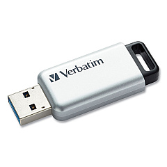 Verbatim Store 'n' Go Secure Pro USB Flash Drive with AES 256 Encryption, 128 GB, Silver (70057)