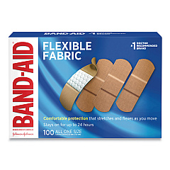 BAND-AID Flexible Fabric Adhesive Bandages, 1 x 3, 100/Box (4444)