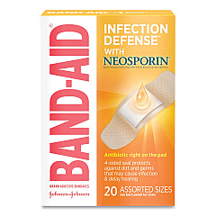 BAND-AID Antibiotic Adhesive Bandages, Assorted Sizes, 20/Box (5570)