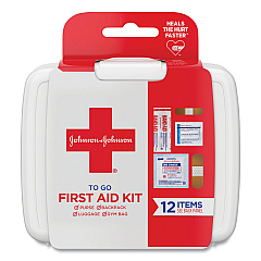 Johnson & Johnson Red Cross Mini First Aid To Go Kit, 12 Pieces, Plastic Case (8295)