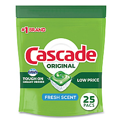 Cascade ActionPacs, Fresh Scent, 13.5 oz Bag, 25/Pack, 5 Packs/Carton (80675)