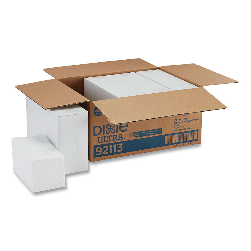 Dixie 1/6-Fold Linen Replacement Towels, 13 x 17, White, 200/Box, 4 Boxes/Carton (92113)