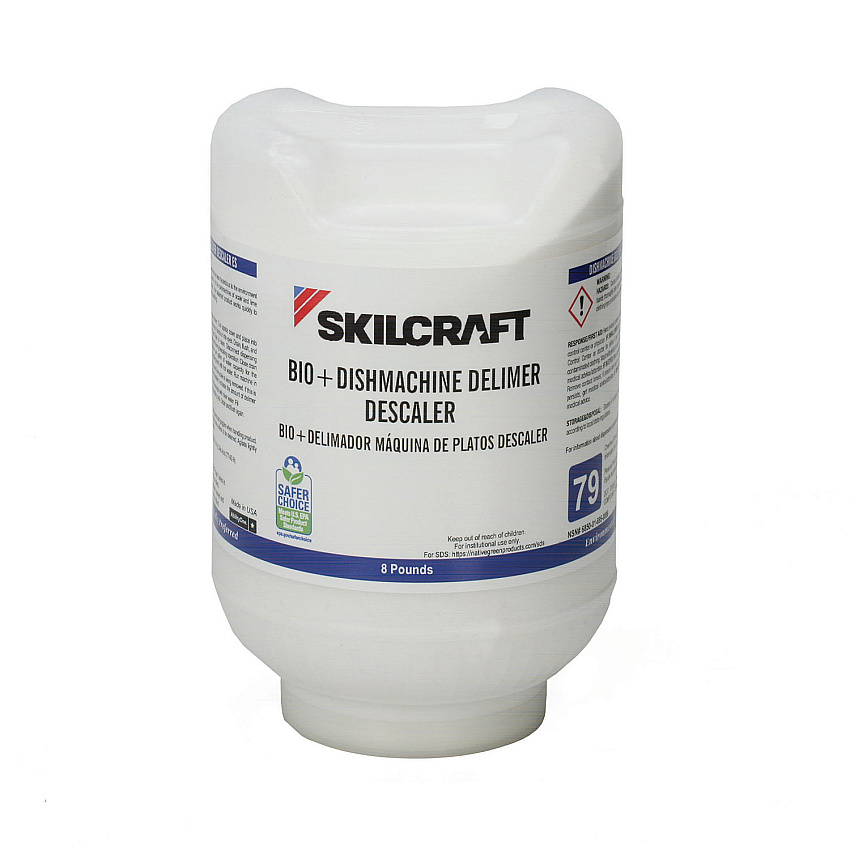 AbilityOne 6850016950086, SKILCRAFT, Bio+ Dishwasher De-Limer/De-Scaler, 8 lb Bottle, 2/Carton