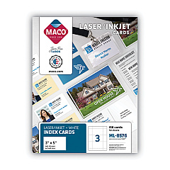 Maco Unruled Microperforated Laser/Ink Jet Index Cards, 3 x 5, White, 150/Box (ML8576)