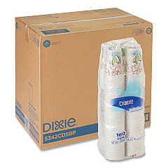 Dixie PerfecTouch Paper Hot Cups, 12 oz, Coffee Haze Design, 160/Pack, 6 Packs/Carton (5342CDSBP)