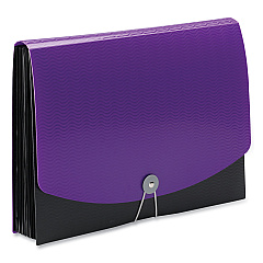 Smead 12-Pocket Poly Expanding File, 0.88" Expansion, 12 Sections, Cord/Hook Closure, 1/6-Cut Tabs, Letter Size, Black/Purple (70862)