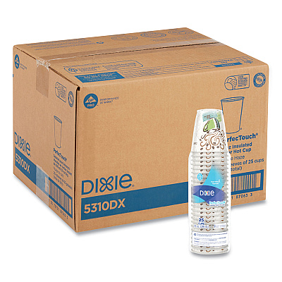 Dixie PerfecTouch Paper Hot Cups, 10 oz, Coffee Haze Design, 25 Sleeve, 20 Sleeves/Carton (5310DX)