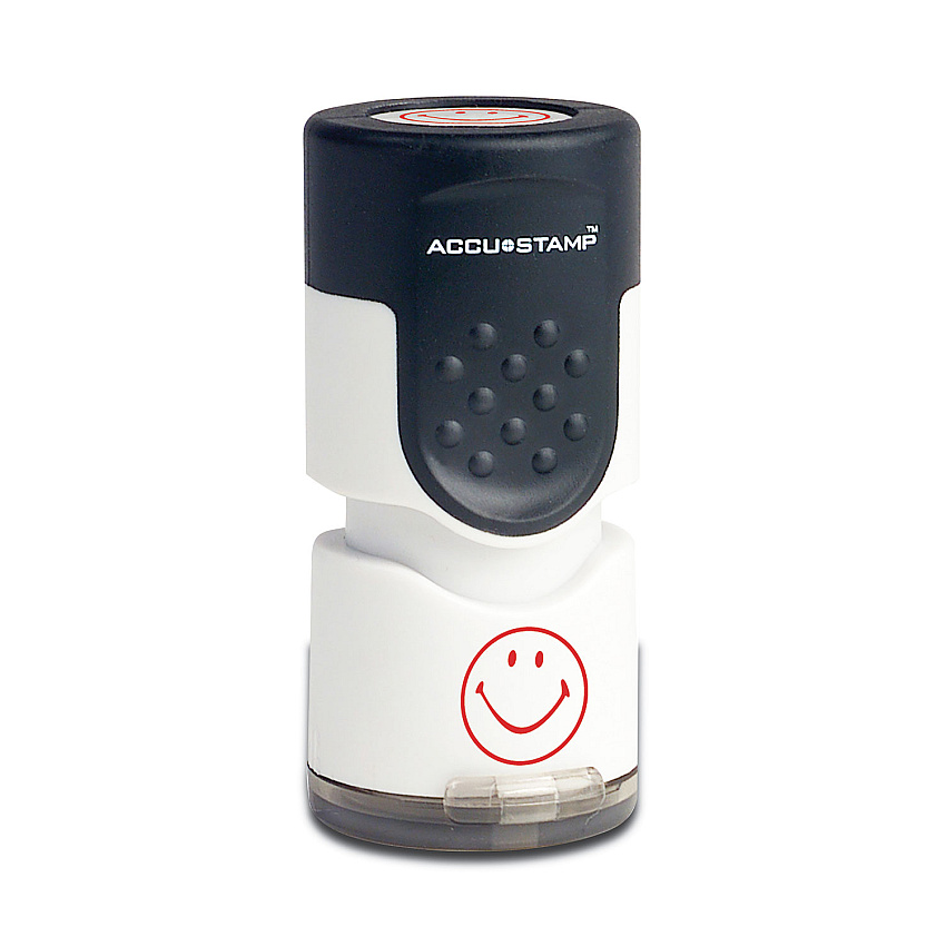 ACCUSTAMP Pre-Inked Round Stamp, Smiley, 5/8" dia., Red (030725)
