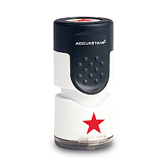 ACCUSTAMP Pre-Inked Round Stamp with Microban, Star, 5/8" dia., Red (030726)