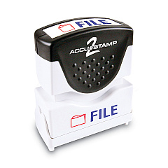 ACCUSTAMP2 Pre-Inked Shutter Stamp, Red/Blue, FILE, 1 5/8 x 1/2 (035534)