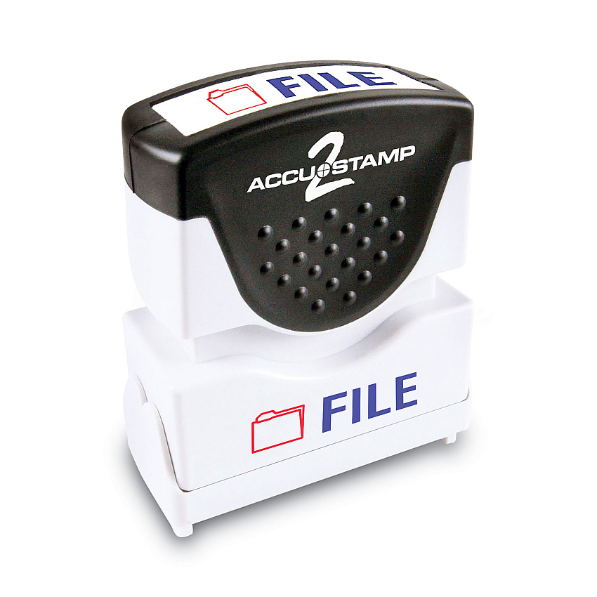 ACCUSTAMP2 Pre-Inked Shutter Stamp, Red/Blue, FILE, 1 5/8 x 1/2 (035534)