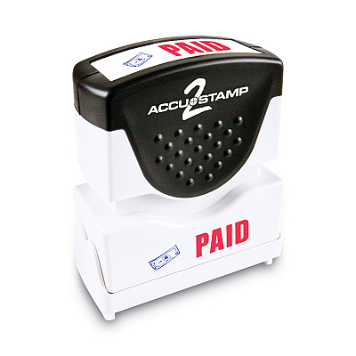 ACCUSTAMP2 Pre-Inked Shutter Stamp with Microban, Red/Blue, PAID, 1 5/8 x 1/2 (035535)