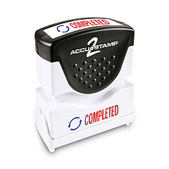 ACCUSTAMP2 Pre-Inked Shutter Stamp, Red/Blue, COMPLETED, 1 5/8 x 1/2 (035538)