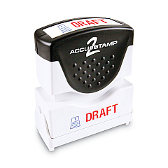 ACCUSTAMP2 Pre-Inked Shutter Stamp, Red/Blue, DRAFT, 1 5/8 x 1/2 (035542)