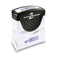 ACCUSTAMP2 Pre-Inked Shutter Stamp, Blue, ENTERED, 1 5/8 x 1/2 (035573)