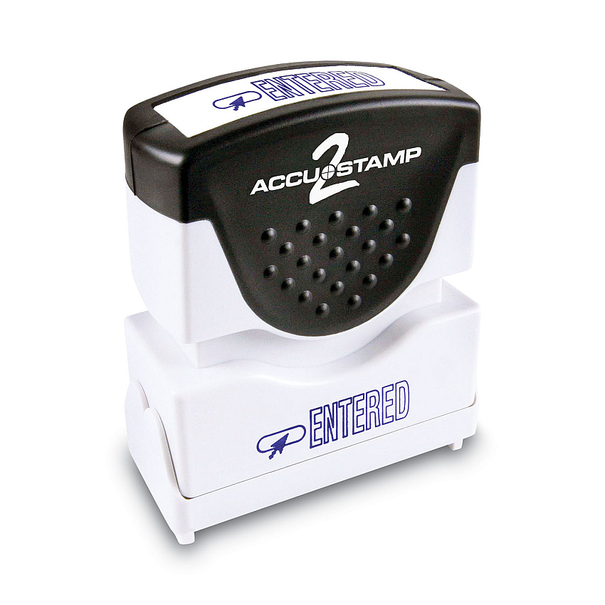 ACCUSTAMP2 Pre-Inked Shutter Stamp, Blue, ENTERED, 1 5/8 x 1/2 (035573)
