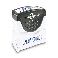 ACCUSTAMP2 Pre-Inked Shutter Stamp, Blue, APPROVED, 1 5/8 x 1/2 (035575)