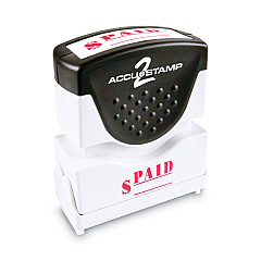 ACCUSTAMP2 Pre-Inked Shutter Stamp, Red, PAID, 1 5/8 x 1/2 (035578)