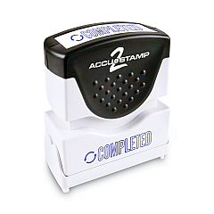 ACCUSTAMP2 Pre-Inked Shutter Stamp, Blue, COMPLETED, 1 5/8 x 1/2 (035582)