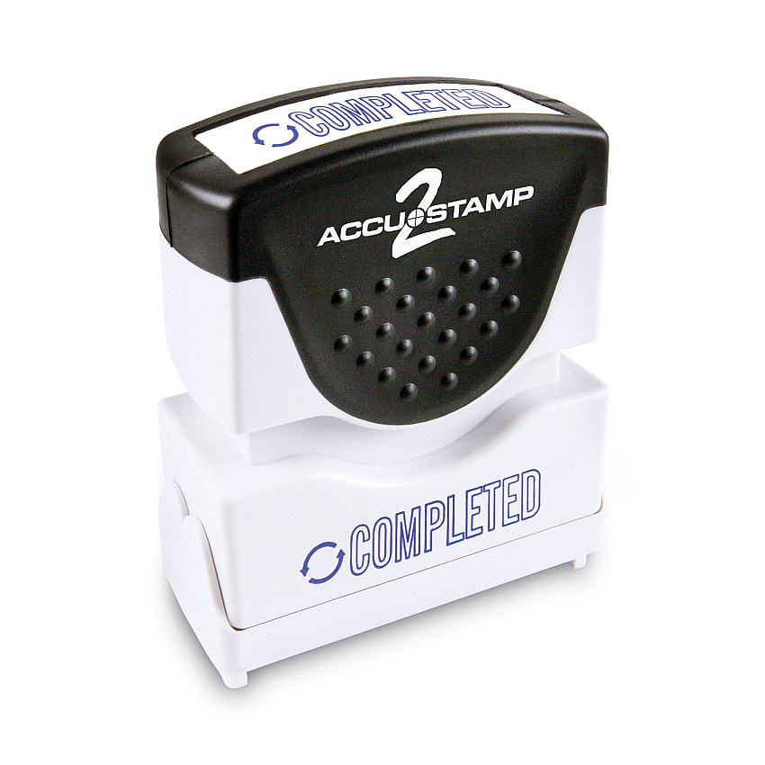ACCUSTAMP2 Pre-Inked Shutter Stamp, Blue, COMPLETED, 1 5/8 x 1/2 (035582)
