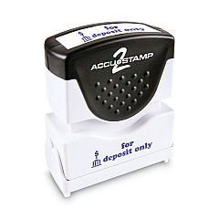 ACCUSTAMP2 Pre-Inked Shutter Stamp, Blue, FOR DEPOSIT ONLY, 1 5/8 x 1/2 (035601)