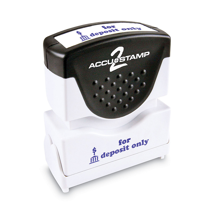ACCUSTAMP2 Pre-Inked Shutter Stamp, Blue, FOR DEPOSIT ONLY, 1 5/8 x 1/2 (035601)
