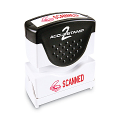 ACCUSTAMP2 Pre-Inked Shutter Stamp, Red, SCANNED, 1 5/8 x 1/2 (035605)