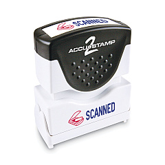 ACCUSTAMP2 Pre-Inked Shutter Stamp, Red/Blue, SCANNED, 1 5/8 x 1/2 (035606)