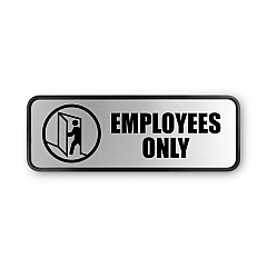 COSCO Brushed Metal Office Sign, Employees Only, 9 x 3, Silver (098206)