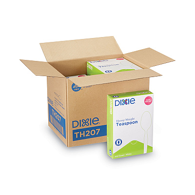 Dixie Plastic Cutlery, Heavyweight Teaspoons, White, 1,000/Carton (TH207CT)