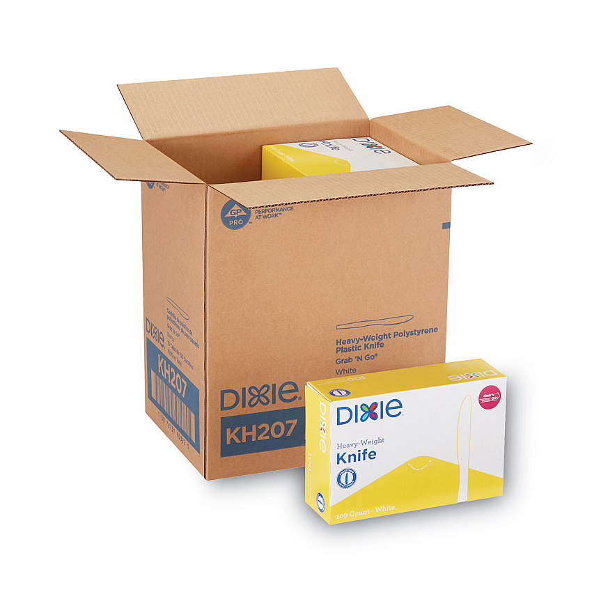 Dixie Plastic Cutlery, Heavyweight Knives, White, 1,000/Carton (KH207CT)