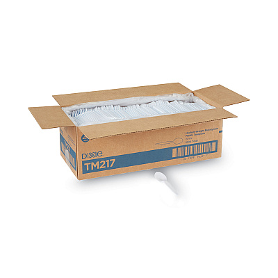Dixie Plastic Cutlery, Heavy Mediumweight Teaspoons, White, 1,000/Carton (TM217)