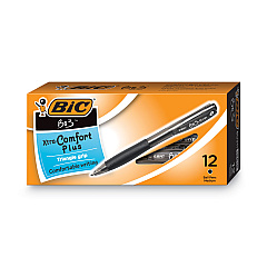 BIC BU3 Ballpoint Pen, Retractable, Bold 1 mm, Black Ink, Black Barrel, Dozen (BU311BK)
