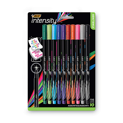 BIC Intensity Porous Point Pen, Stick, Extra-Fine 0.4 mm, Assorted Ink and Barrel Colors, 10/Pack (FPINFAP10AST)