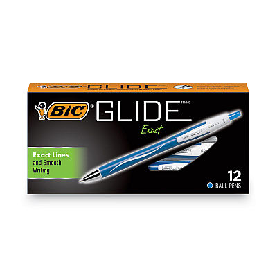 BIC GLIDE Exact Ballpoint Pen, Retractable, Fine 0.7 mm, Blue Ink, Blue Barrel, Dozen (VCGN11BE)