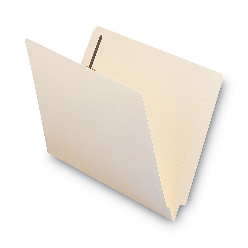 Smead Manila End Tab Fastener Folders with Reinforced Tabs, 14-pt Stock, 2 Fasteners, Letter Size, Manila Exterior, 50/Box (34215)