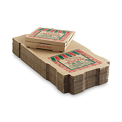 Corrugated Pizza Boxes, Storefront, 14 X 14 X 1.75, Brown/red/green, Paper, 50/carton