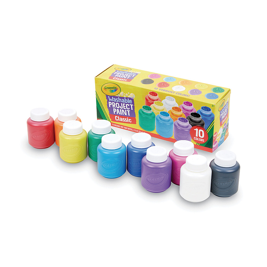Crayola Washable Watercolor Project Paint, Assorted Classic Colors, 2 oz Bottle, 10/Pack (541205)
