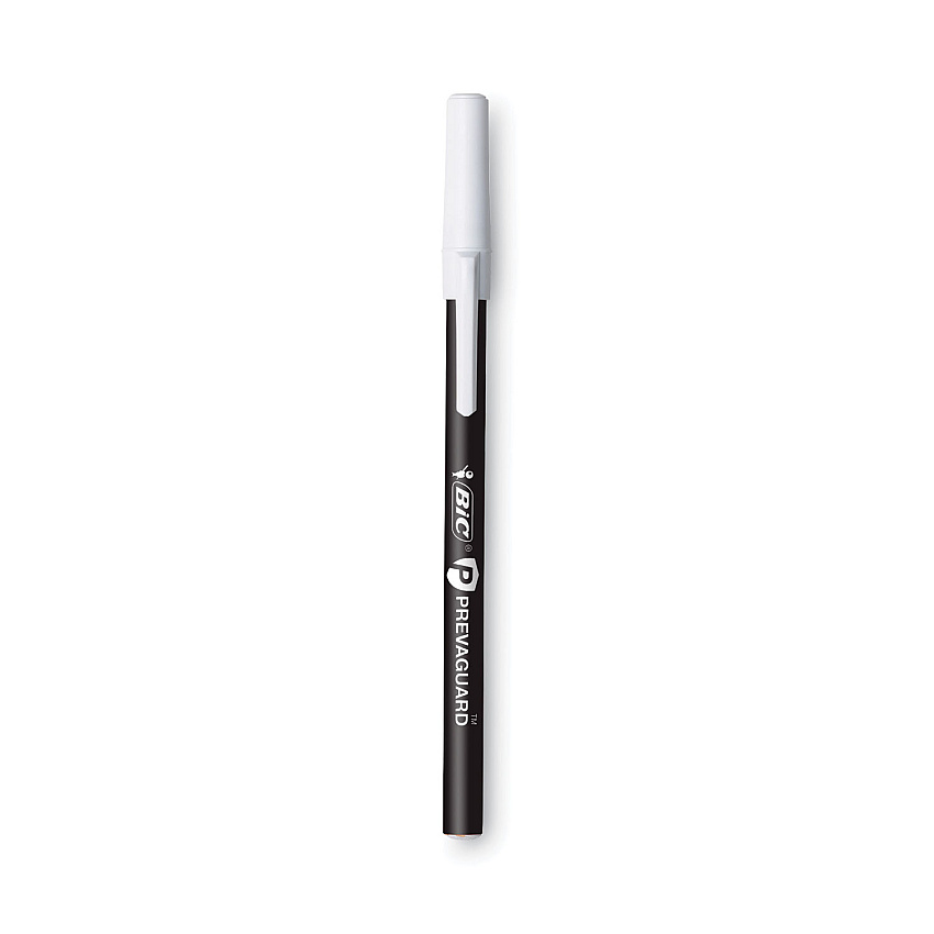 BIC PrevaGuard Ballpoint Pen, Stick, Medium 1 mm, Black Ink/Black Barrel, 8/Pack (GSAMP81BK)