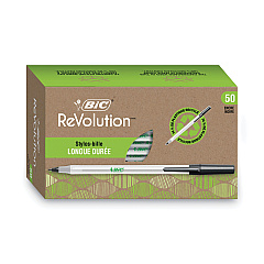 BIC Ecolutions Round Stic Ballpoint Pen Value Pack, Stick, Medium 1 mm, Black Ink, Clear Barrel, 50/Pack (GSME509BK)