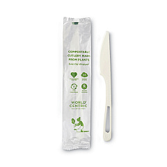 World Centric TPLA Compostable Cutlery, Knife, 6.7", White, 750/Carton (KNPSI)