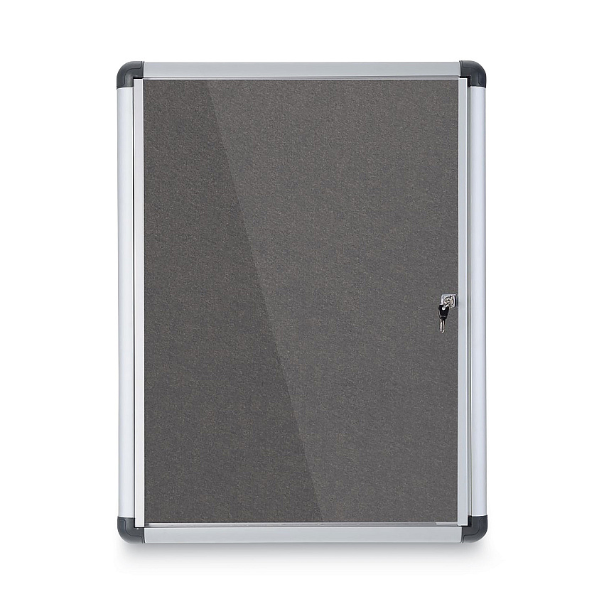 MasterVision Slim-Line Enclosed Fabric Bulletin Board, 28 x 38, Aluminum Case (VT630103690)