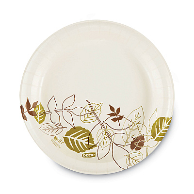 Dixie Pathways Soak-Proof Shield Mediumweight Paper Plates, WiseSize, 8.5" dia, Green/Burgundy, 125/Pack, 4 Packs/Carton (UX9WS)
