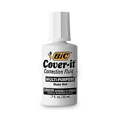 BIC Cover-It Correction Fluid, 20 ml Bottle, White, Dozen (WOC12DZ)