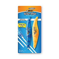 BIC Wite-Out Brand Exact Liner Correction Tape, Non-Refillable, Blue/Orange, 1/5" x 236", 2/Pack (WOELP21)